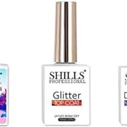 SHILLS PROFESSIONAL Uv Led Soak Off Gel Polish Combo (Set Of 3) Multicolor 45 Ml blossomgel,glitter&diamondtopcoat15ml-25