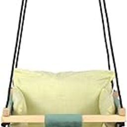 Sprointal Swing For Kids | Jhula For Kids | Jhula For Baby | Baby Swing Hanging Indoor Outdoor | Baby Garden Swing With 2 Pillows (6 Months To 4 Years) (Up To 20 Kg) (Green,Yellow) - Wood, 30.5 Cm-image-14