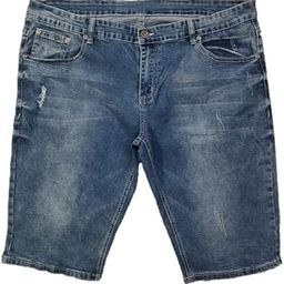 Plus Size Women Slim FIT Denim Long Shorts (Bermuda) -25.5 inch Length - Rugged - MID Rise - Faded Denim Blue Color - Waist Size (5XL) 42" to (6XL) 44" inch-image-3