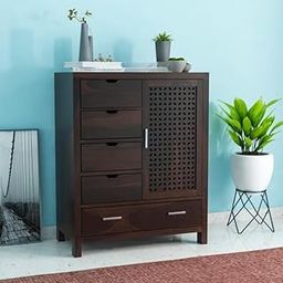 AISHAM Solid Sheesham Wood Wooden Chest of Drawers with 7 Drawer Storage | Multipurpose Storage Cabinet Rack for Bedroom Home Living Room (Design 9, Walnut Finish)-image-22