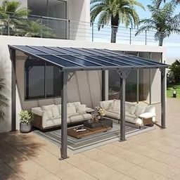 Invezo Outdoor Pergola Garden Gazebo Awning Permanent Strucure Water Proof, UV Proof, Heavy Duty Structure for All Weather (Grey) (4 x 6 Meter / 13 x 20 Feet)-picture-25