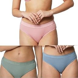 QUME99 Ladies' Panty Cotton Blend Fabric Hipster Style Mid Rise Pack of 3 Pieces Pink, Green, and Blue Color Women's Brief Combo Set of 3, Soft and Comfortable Fabric-picture-12