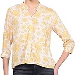 Women's Mustard Floral Print V-Neck Top-image-66