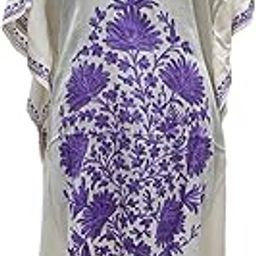 Kashmiri Embroidered Women's Woollen Kaftan Floor Length Dress, Cashmere Aari Embroidered, Women Caftan-11