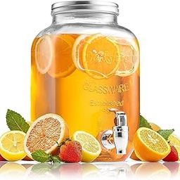 5-Liter Glass Mason Jar with Stainless Steel Lid and Tap Spigot – Air Tight Pitcher for Cold Water, Juice, Beer Dispenser – Transparent-1