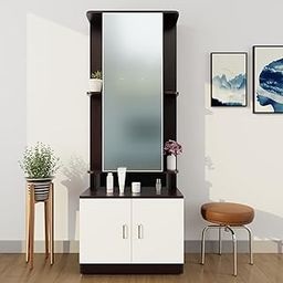 VIKI Engineered Wood | Dressing Table With Mirror And Door, Dressing Table Organizer , Vanity Cabinet, 180Cms(H) X 70Cms(W) X 40Cms(D) | 1 Year Warranty | Dark Wenge & Frosty White-image-84