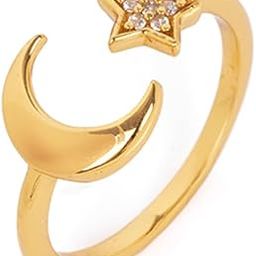 by Caratlane Moon and Star Aligned Ring in Gold Plated 925 Silver for women-4