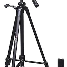 Digitek (DTR-490 LW) Foldable Tripod Stand with Smartphone Holder, Pan Head & Quick Release Plate, 4.92ft Max Height, 4kg Load, Rubberised Legs, 3-Section Adjustable for DSLR & Smartphones-image-1