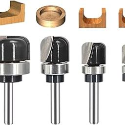 SICWOOD 4PCS Bowl & Tray Template Router Bit Set 1/4 Inch Shank, Cove Juice Groove Router Bit, Carbide Tipped Circle Round Nose Cutting, Ideal for Making Wood Bowls, Trays, Boxes, Board Troughs-image-1