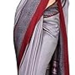 Women's Grey Turkey Art Silk Uniform Saree with Unstitched Blouse Piece (TRISHIKA_NEW_) (8130)-image-25
