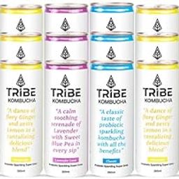 Tribe Kombucha Naturally Sparkling Probiotic Super Drink| Herbs, Spices, Ginger,Lemon, Lavender & Blue Pea Flower | Gut Friendly | Antioxidant and Hydration |250 ML (Classic, Gingerade, Lavender, 3)-image-11
