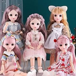 DSR" 30 Cm Movable Joints Makeup Cute (Pack of 1) Doll Multi Color- (30Cm (Multi-Color)-image-53