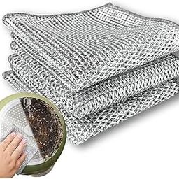 Lotus unique Multipurpose Wire Dishwashing Rags, Dish Wash for Stain Removel Scrubber Stainless Steel Wire Heavy Duty Non-Scratch Scouring Double Sided Scrubbing Pad (Pack of 3)-picture-4