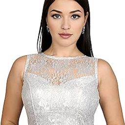 Women's Floral Net High Neck Sleeveless Readymade Saree Blouse | Indian Ethnic Designer Stitched Handmade-image-1