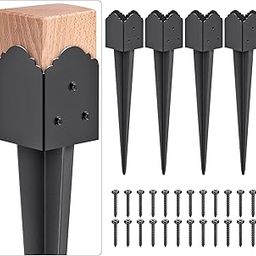 Insaga Decorative Post Base Spike, Heavy Duty Fence Post Anchor Ground Spike for Mailbox Fence Post, Fence Stakes Post Support Base 23 x 3.7 x 3.7'' Outer Diameter (Inner Dia 3.5x3.5''), 4Pcs-image-47