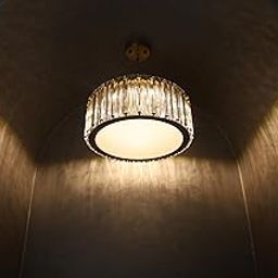 Powerlam Modern Crystal Glass Drum Ceiling Light Fixture, Flush Mount, Warm White LED-image-81