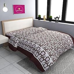 BREVARD Single Bed Woolen Fabric Geometric Quilt Cover/Duvet Cover/Rajai Cover/Blanket Cover for Winters (70×90 Inches, Brown)-image-28