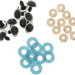 10Pcs Plastic Safety Toy Eyes + Glitter Nonwovens + Washer 16Mm Light Blue-image-15