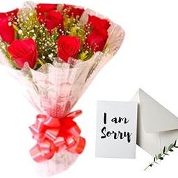 80 Rose Garden Sorry Gifts | 10 Red Roses Bunch with Sorry Message Card For Your Loved Ones | Effortlessly Convey Regret Nextday Delivery-image-29