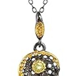 Natural Orange Carnelian & Peridot Ethnic Piece 925 Sterling Silver Black Rhodium, Gold Plated Pendant Jewelry For Bride ASG-249-2