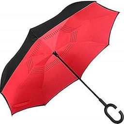 Windproof Reverse Folding Double Layer Inverted Umbrella with C Shape Handle (Multicolour)-19