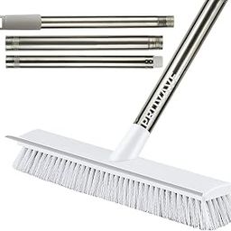 PRUVAVE Bathroom Cleaning Brush with Wiper 2 in 1 Tiles Cleaning Brush Floor Scrub Brush with Long Handle White scrubbing Brush Cleaning Brush Stainless Steel (Pack Of1Heavy Quality)-picture-14