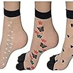 Transparent/net Summer Nylon side flower/Printed/Patter ankle Length Socks With Thumb Sheer Short Net Shoe, Sandal, Ballerina Indoor & Outdoor Socks For Girls/Ladies/Women's (Combo, Pack of 10)-picture-6