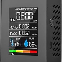 Prefessionall Indoor Air Quality Monitor, 5 in 1 Portable Smartair Quality Tester for CO2 | TVOC | HCHO | Temp | Hum for Home Cars Plants and Pets So On (Black)-image-79