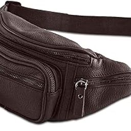 Leather Fanny Pack, Hip Bum Bag Mens Waist Bag, Unisex, Travel Pouch, Multiple Pocket, Perfect for Camping, Casual Running, Hiking, Cycling, Made (Brown)-image-52