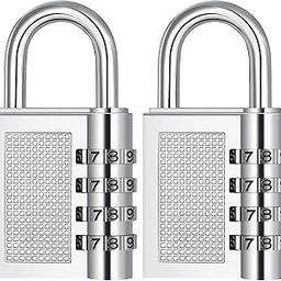 Red Square Locker Lock 4 Digit Padlock for School, Employee Locker, Outdoor, Fence and Storage Lock (2 Pack, Sliver)-image-51