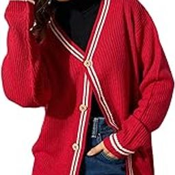 Red Front Button Oversized Cardigan-image-64