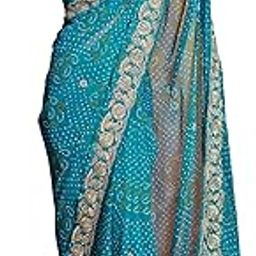 Women's Georgette Bandhani Printed Embroidery Saree with Unstitched Blouse Piece-image-36