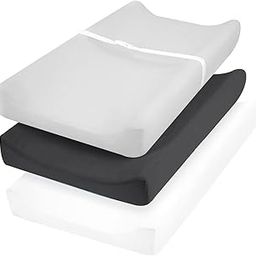 David's Kids 3 Pack Changing Pad Cover Set, Ultra Soft Unisex Microfiber Diaper Change Table Sheets for Baby Boys and Girls, White & Light Grey & Black-image-24