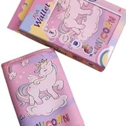 Unicorn Wallet for Kids: Pink Canvas Tri-Fold Wallet with Velcro Closure for Girls, 3 Sections, 3 Pockets, Coin Pocket for Children-image-5