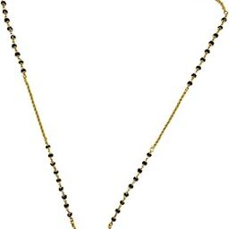 Mangalsutra for Women Stylish New Short Artificial Gold Mangalsutra Designs Traditional South Indian Style Crystal Black Beads Chain (24 Inches)-image-77