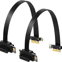 2 Pieces PCI E PCI Extension Cable PCIE Riser 1X Express 36pin with Gold Plated Connector, 90 Degree, 20 cm-24