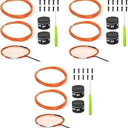 Proberos® Badminton Racket Strings Set for 2 Rackets Replacement String Repair Kit with Accessories Tools Nylon Fiber 0.78mm Tension 26lbs 10m Long Orange 3PCS-image-73
