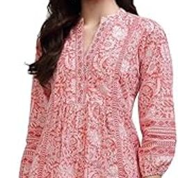 Women's Floral Printed Cotton Top(Orange,XXL)-image-70