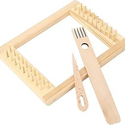Wooden Knitting Machine for Tapestry, Scarf, Sweater, Beginner Wooden Weaving Frame, Needle and Stick, 20x15cm Dense Column-image-21