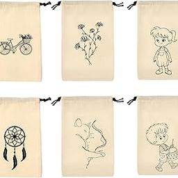 Drawstring Bags Printed Sketch Art Travel Pouch for Travel Makeup Accessories Toiletry Bag Pack of 6-image-6