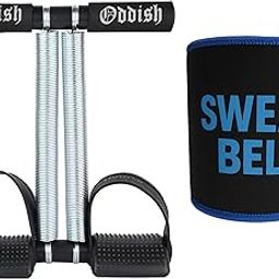 ODDISH® Tummy Trimmer with Double Spring & Sweat Belt Combo for Men & Women | Home Workout Equipment for Full Body Exercise, Weight Loss, Abs, Core & Belly Fat Burner (BLACK)-4