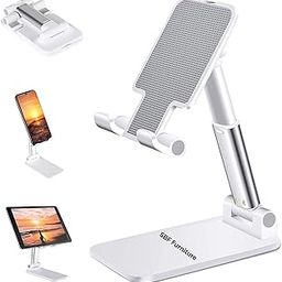 SBF Mobile Holding Tabletop Stand – 0-135° Perfect View, Height Adjustable and Fordable Phone Holder, Anti-Skid Design, Multipurpose Desk Mount, Wide Compatibility for Smartphones & Tablets (White)-picture-21