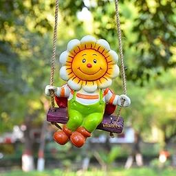 Vikarafty Sunflower Bee Craft Cute Swing Outdoor Garden Balcony Hanging showpiece Decoration Resin-image-4