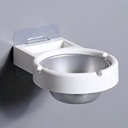 Leeonz Stainless Steel Wall Mounted Ashtray Cigarette Garbage Holder Convenient to Install Portable Ashtray Cigarette Holder Storage Cup for Toilet Home Office Cigarette Tool Box Bathroom (White)-image-49