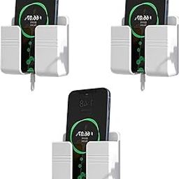 Prolet Wall Mounted Mobile Holder Storage Case for Remote, Wall Mounted Mobile Stand/Multi Purpose Stand with Hole for Phone Charging-White(Pack of 3)-18