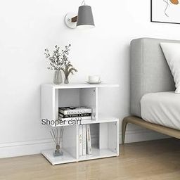 OXMIC Side End Table with Cube Shelf, Compact Organizer for Living Room or Bedroom, White, Space-Saving Furniture-image-14