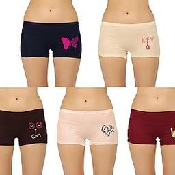 Multicolor Regular Cotton Normal Print Boyshorts for Women (Pack of 5)-image-95