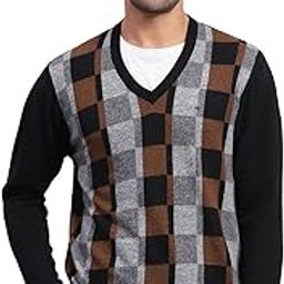 Mens Self Design Off V Neck Full Sleeve Pullover (1243172VN)-image-8