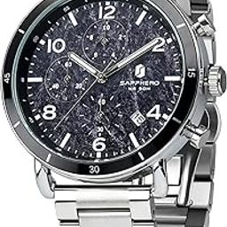 Chronograph Watch for Men - Analog Quartz Waterproof Stainless Steel Casual Luxury Date Watch - Gift for Men-image-53