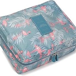 Cosmetic Cube Wash Toiletry Storage Purpose Pouch Travelling Bag Kit with Mini Carry Pouch for Men Women (Grey Flamingo)-40